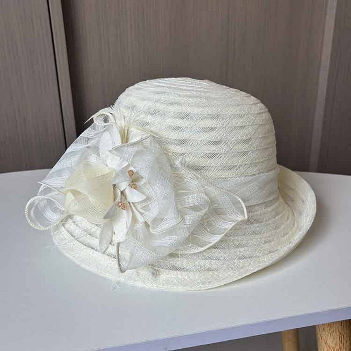 FLOWER HALF ROLL MESH SUN HAT_CWAB2902