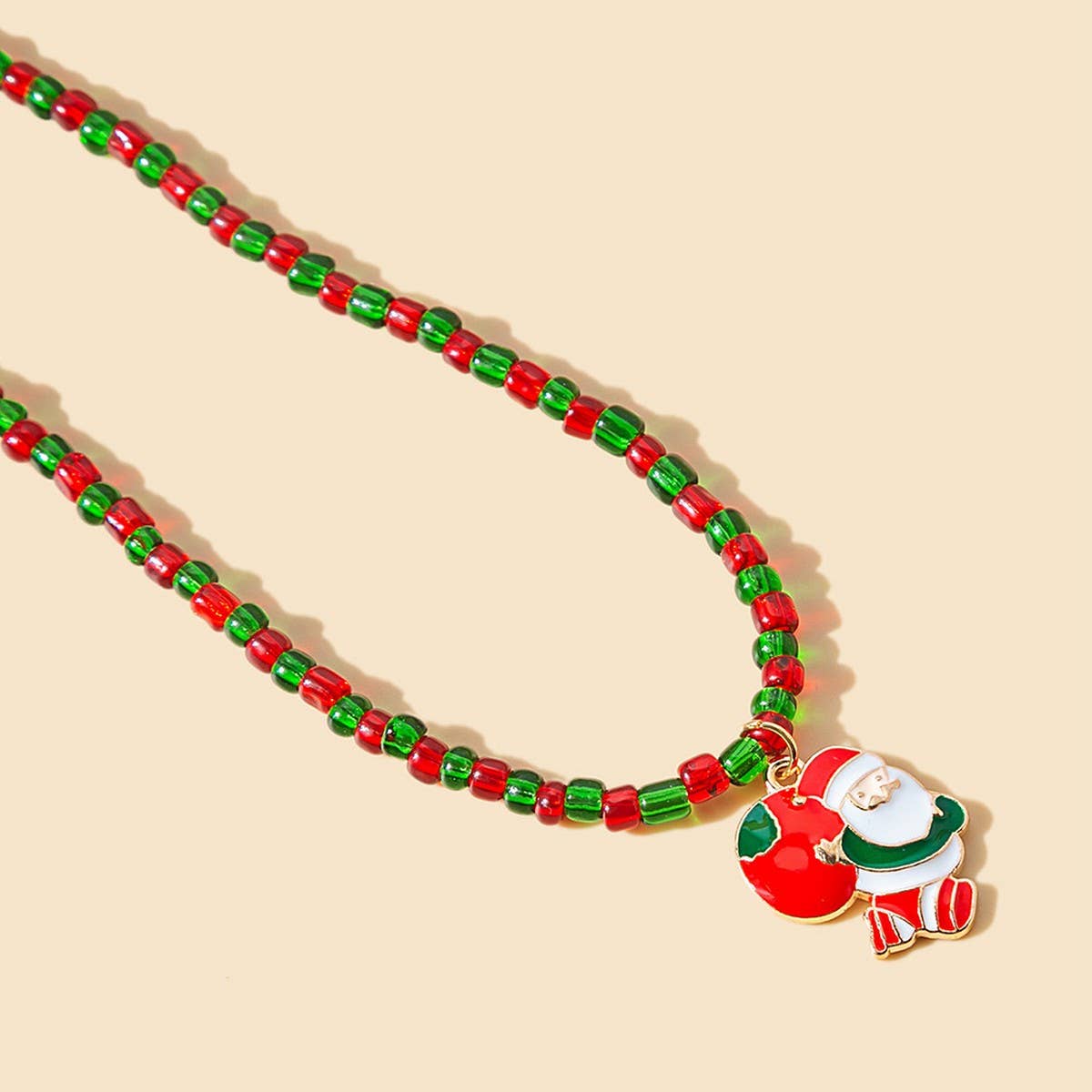 CHRISTMAS COLORBLOCK BEADED CARTOON EARRINGS_CWAJE1868