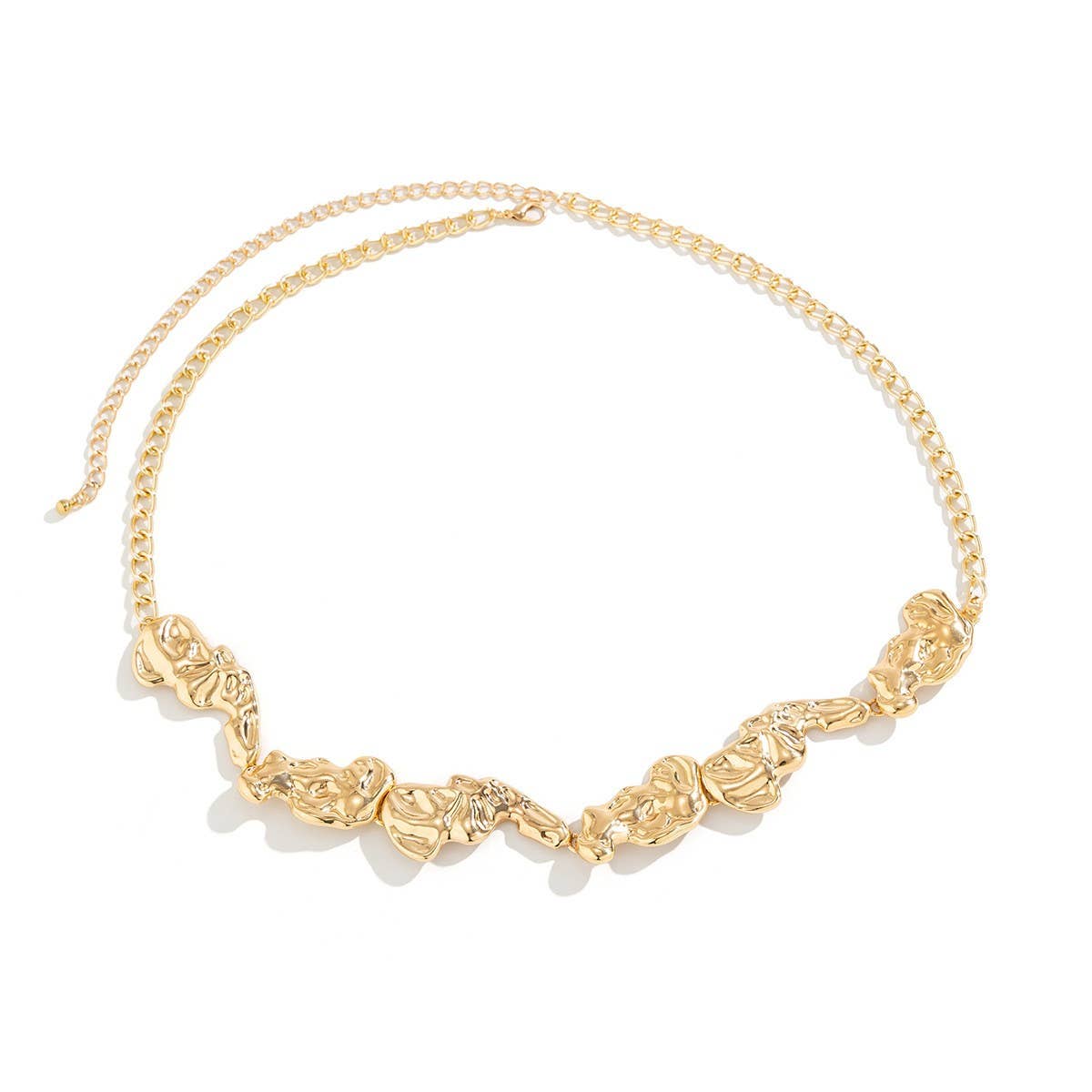 Wrinkled Metal Irregul Vintage Necklace Set_Cwmm3249