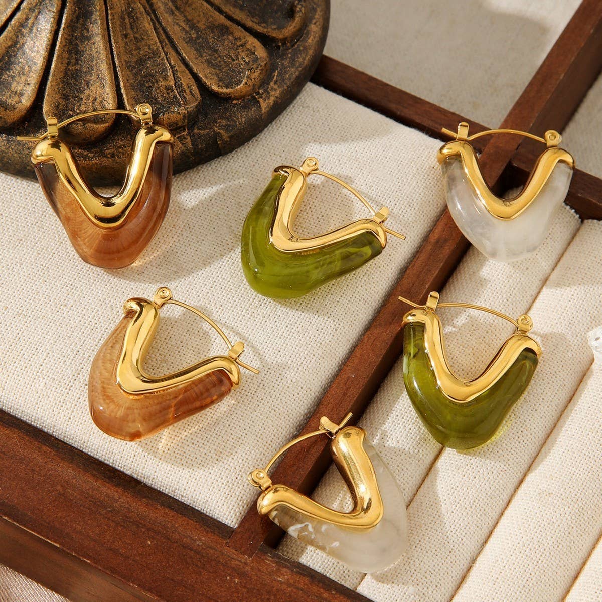 Triangle Geometric Stainless Steel 18Kgold Earrings_Cwmm3601