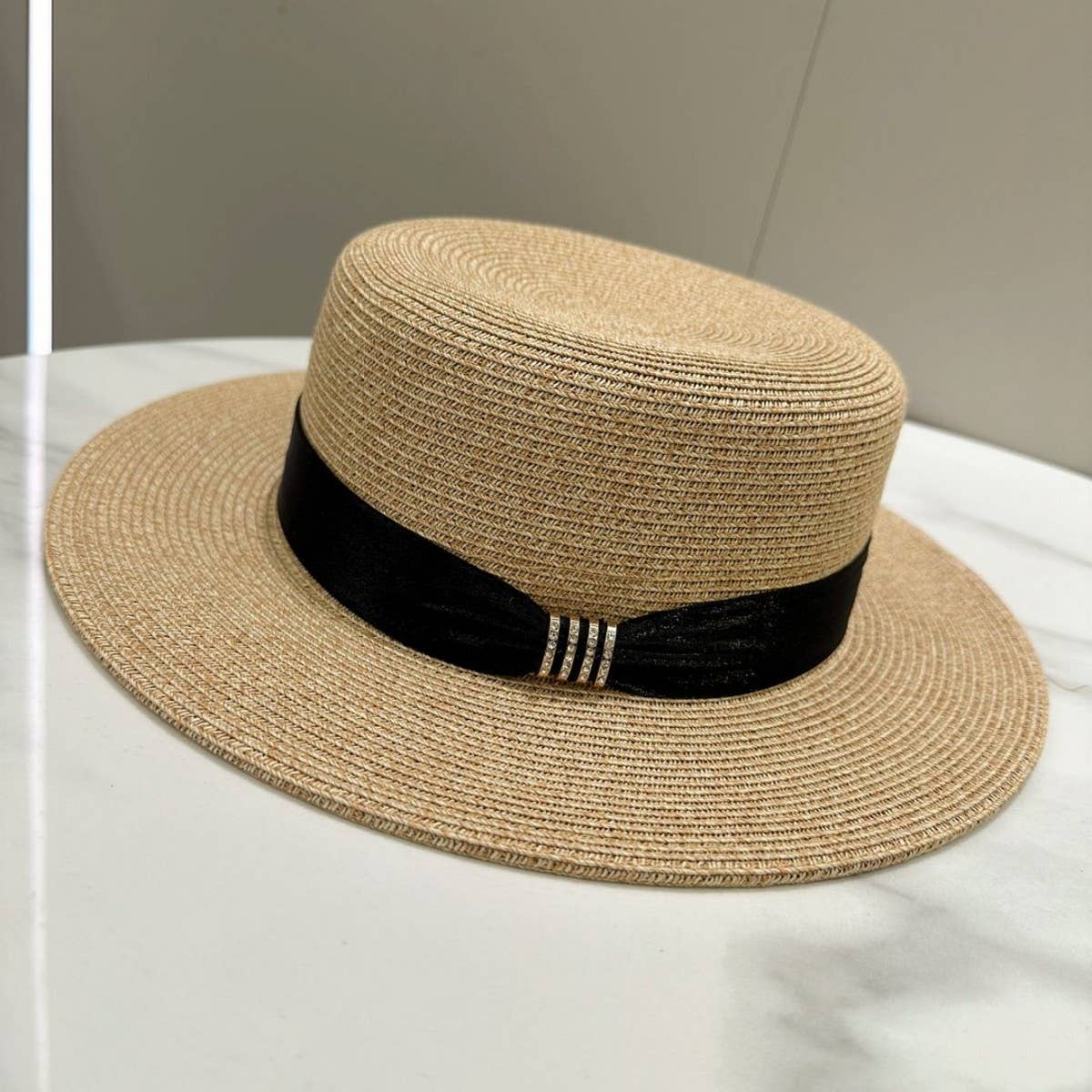 SUMMER SIMPLE HIGH END FLAT TOP STRAW HAT_CWAH3592