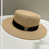 SUMMER SIMPLE HIGH END FLAT TOP STRAW HAT_CWAH3592