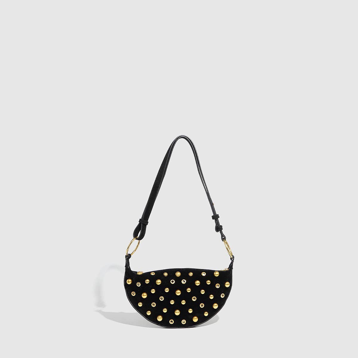Studded Polka Dot Punk Shoulder Bag For Women_Cuab00617