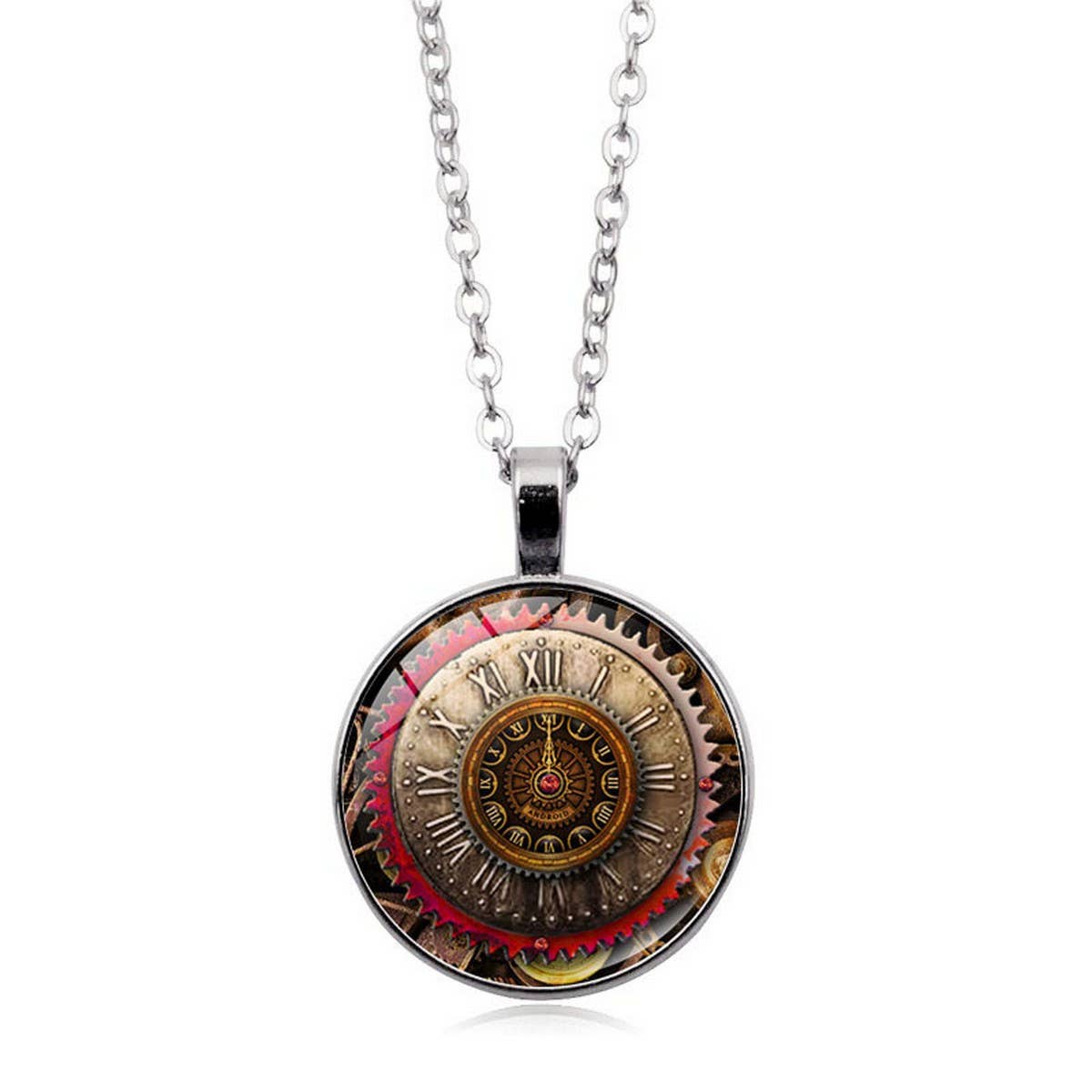 STEAMPUNK MECHANICAL TIME GEM NECKLACE JEWELRY_CWAJE0699