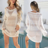 LACE LONG SLEEVE BEACH SWIMSUIT COVER UP_CWMW0644