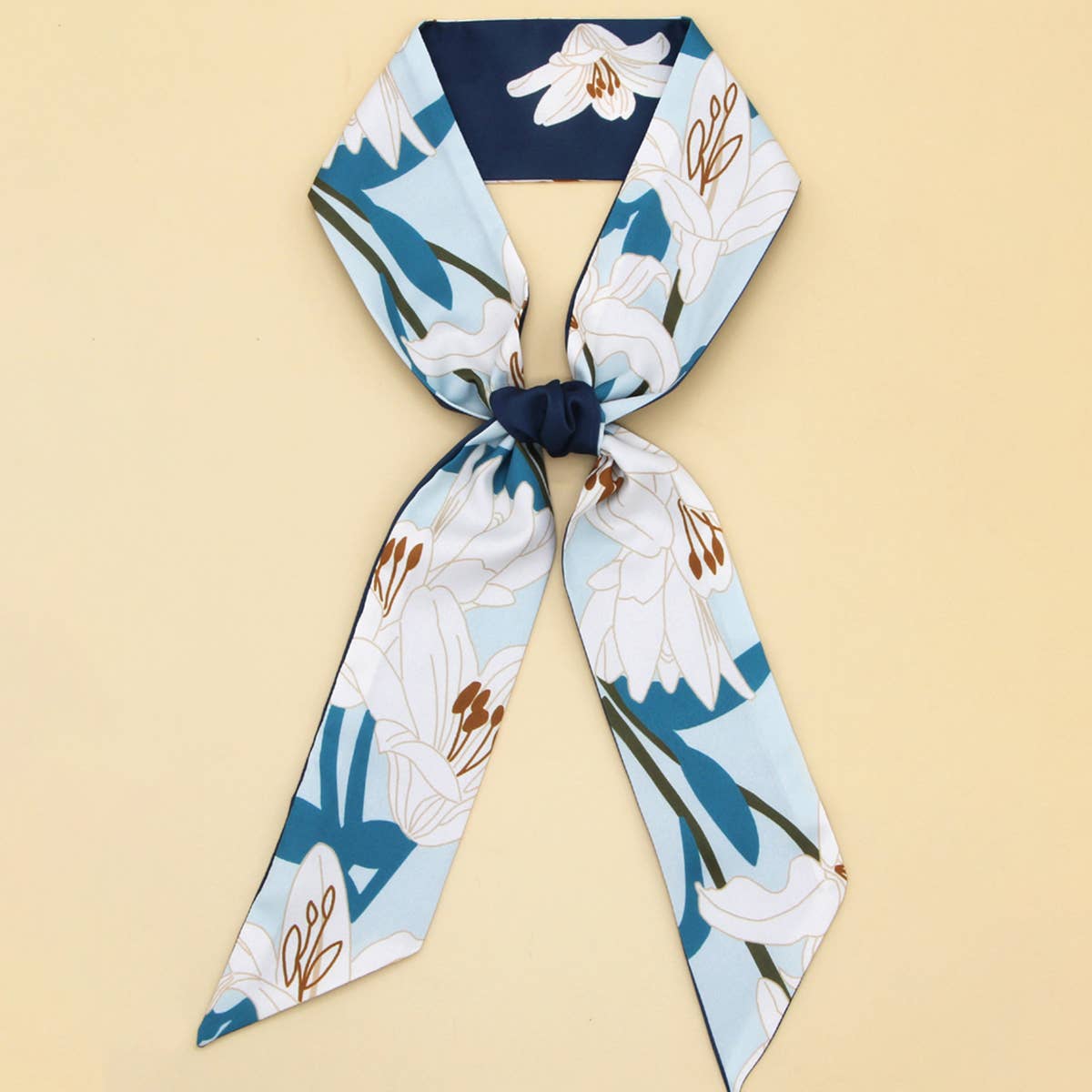 FLORAL LETTER SKINNY TWILLY SCARF FOR HAIR BAG _CWASC0063