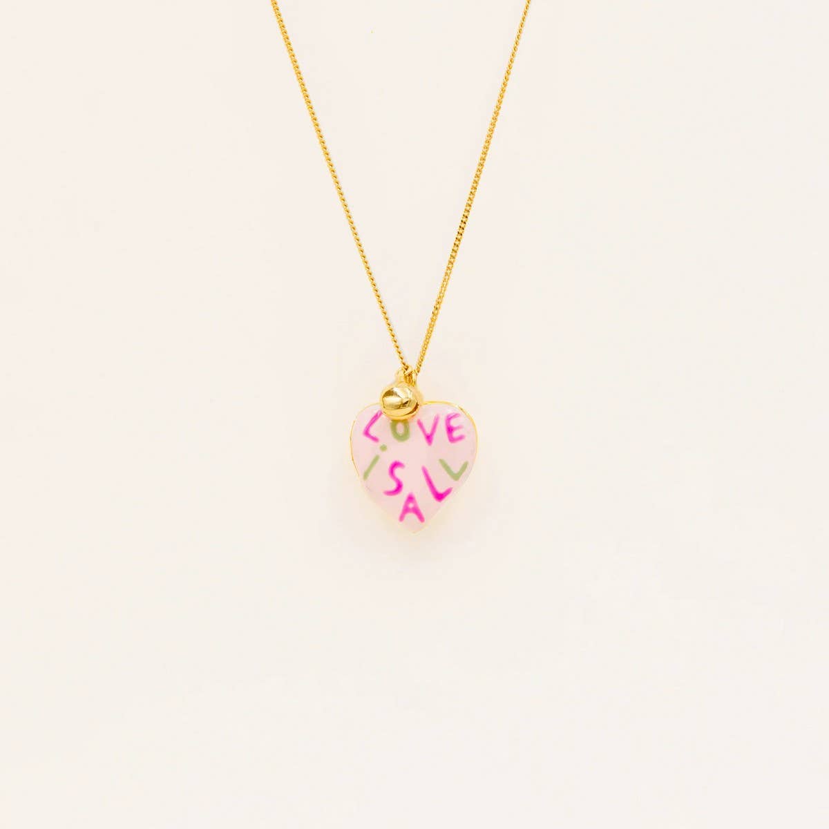 18K GOLD LOCKET NECKLACE ENAMEL HEART DESIGN_CWMM6953