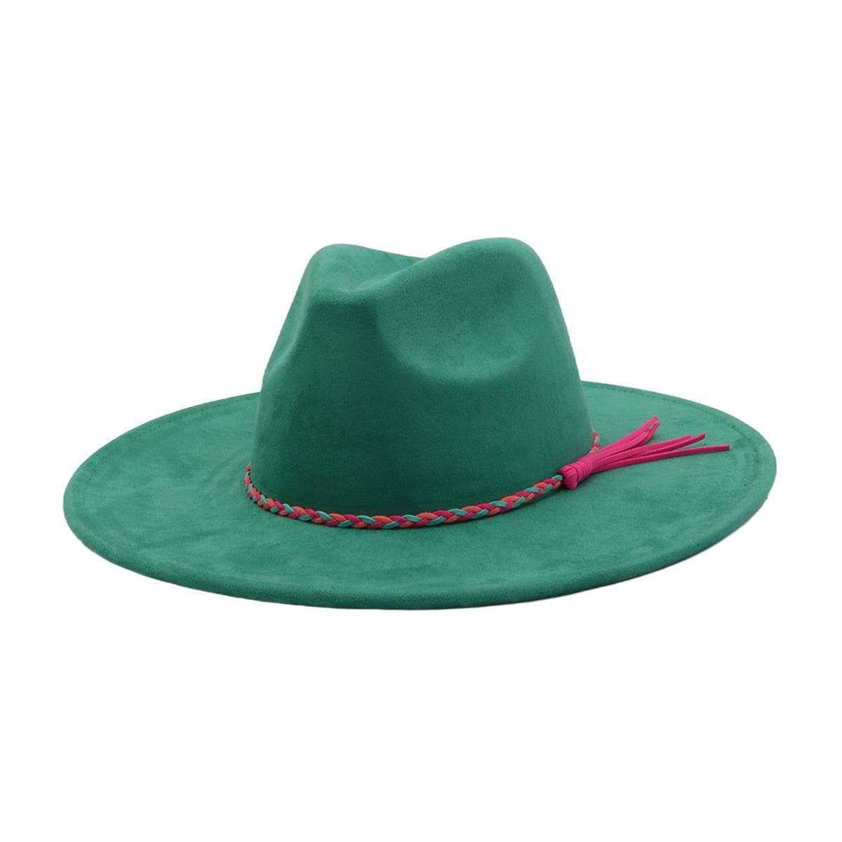 Unisex Suede Wide Brim Fedora Hat Couple Style_Cwah04448