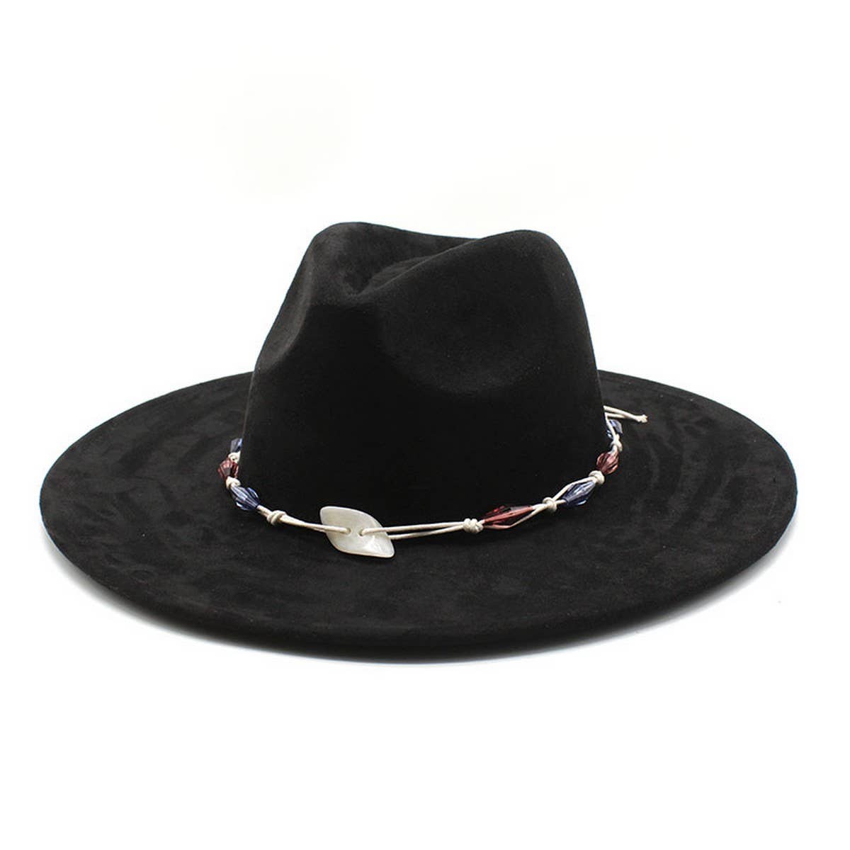 RETRO ETHNIC STYLE TASSEL SUEDE HAT WOOLEN JAZZ HAT_CWAH2524