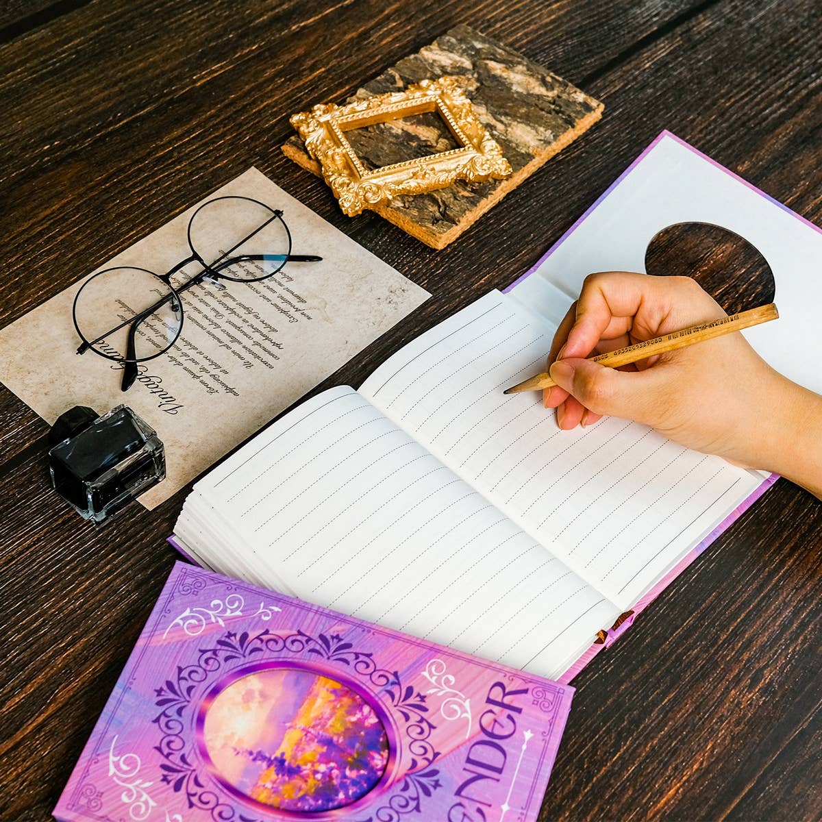 PURPLE LAVENDER FLOWER PORTABLE NOTEBOOK_CWMM1859