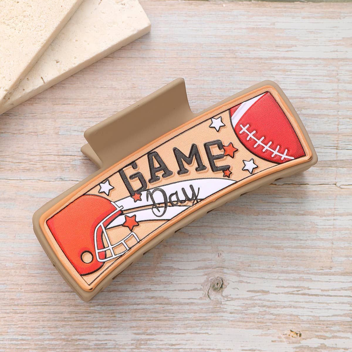 Football Letters Pu Leather Hair Clip Accessories_Cwasc1614