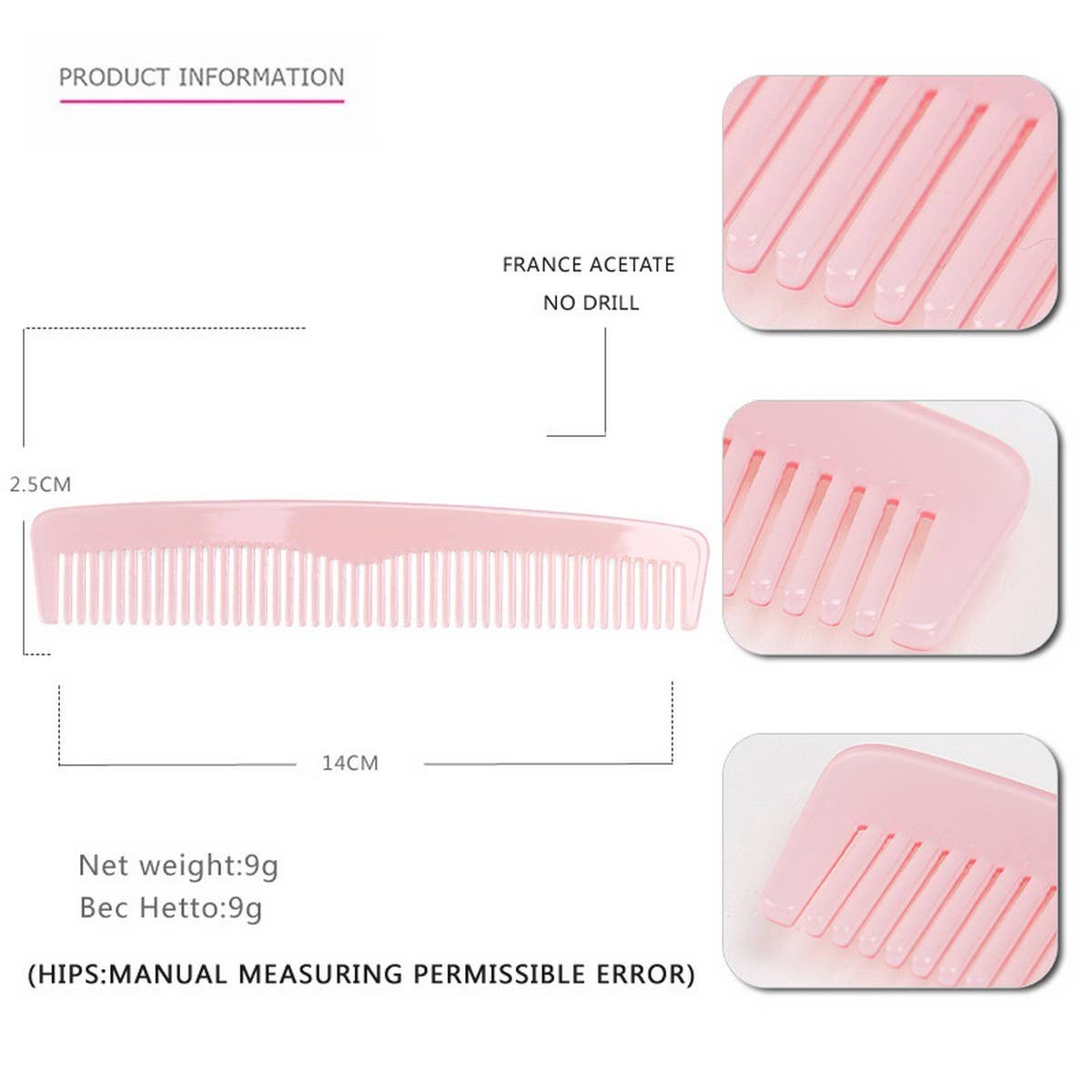 ACETATE SHEET HAIR COMB ANTI STATIC COMB_CWAHA4196