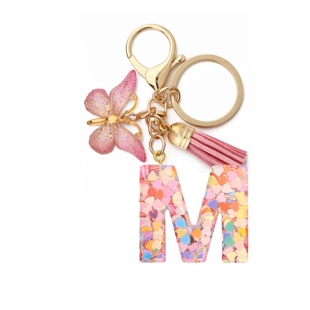 CRYSTAL LETTER SEQUIN RESIN KEYCHAIN_CWAJE0663