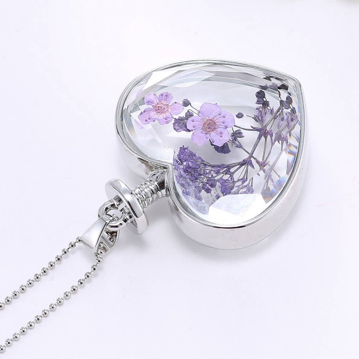 HEART CRYSTAL PLANT DRIED FLOWER NECKLACE_CWAJE2432