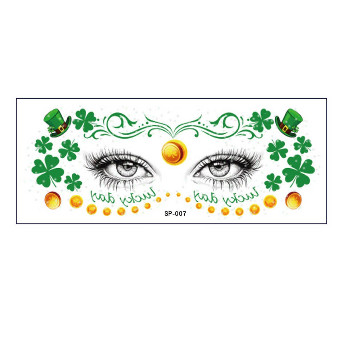 LUCKY CLOVER FACE STICKERS WATERPROOF TATTOOS_CWMM8373