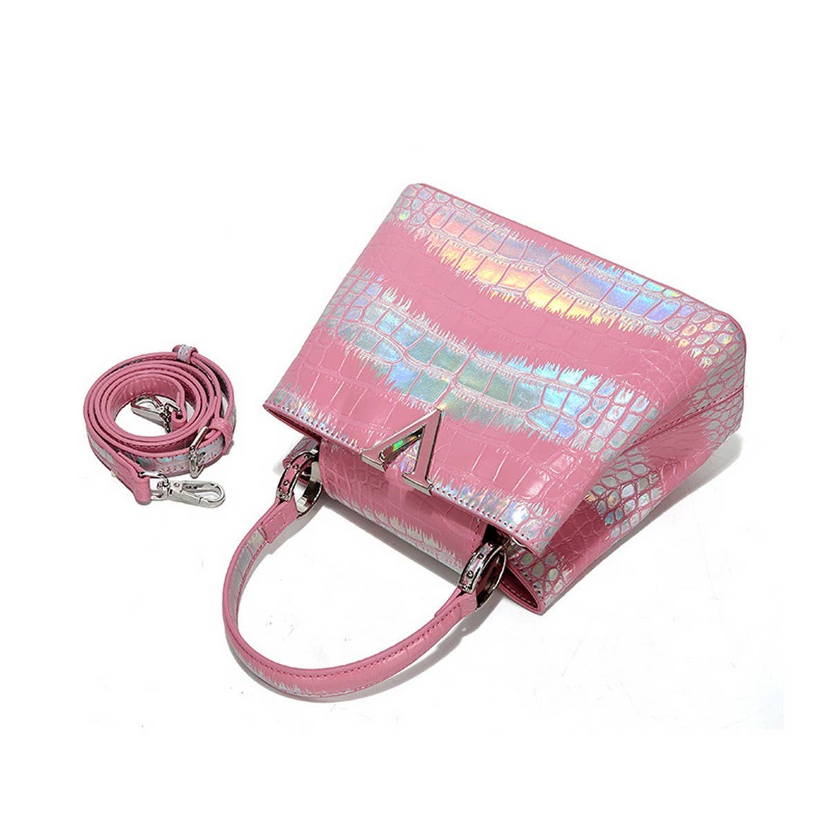 High-End Contrast Color Crocodile Pattern Tote Bag_Cwab3620