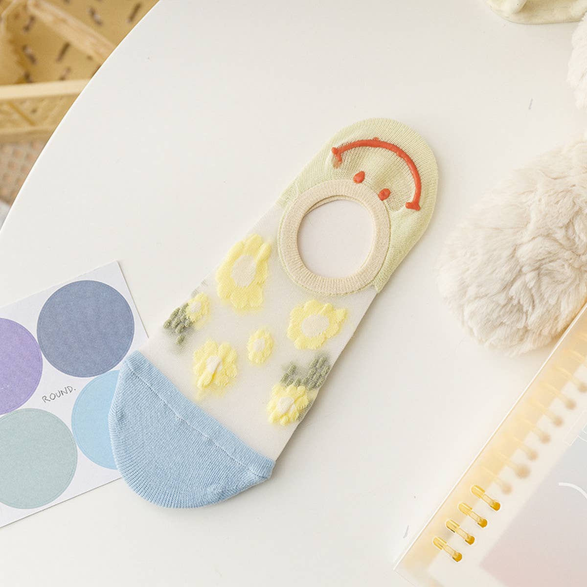 Women Floral Thin Breathable Shallow Socks_Cwms0433