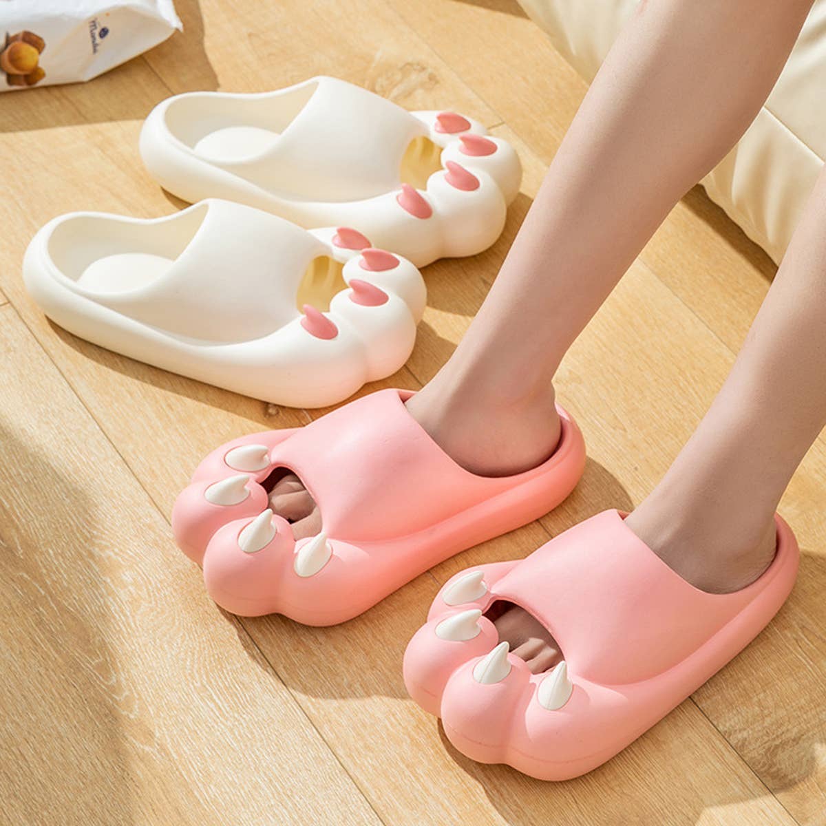 Valentine Day Home Indoor Cute Cat Claw Slippers_Cwshs0544