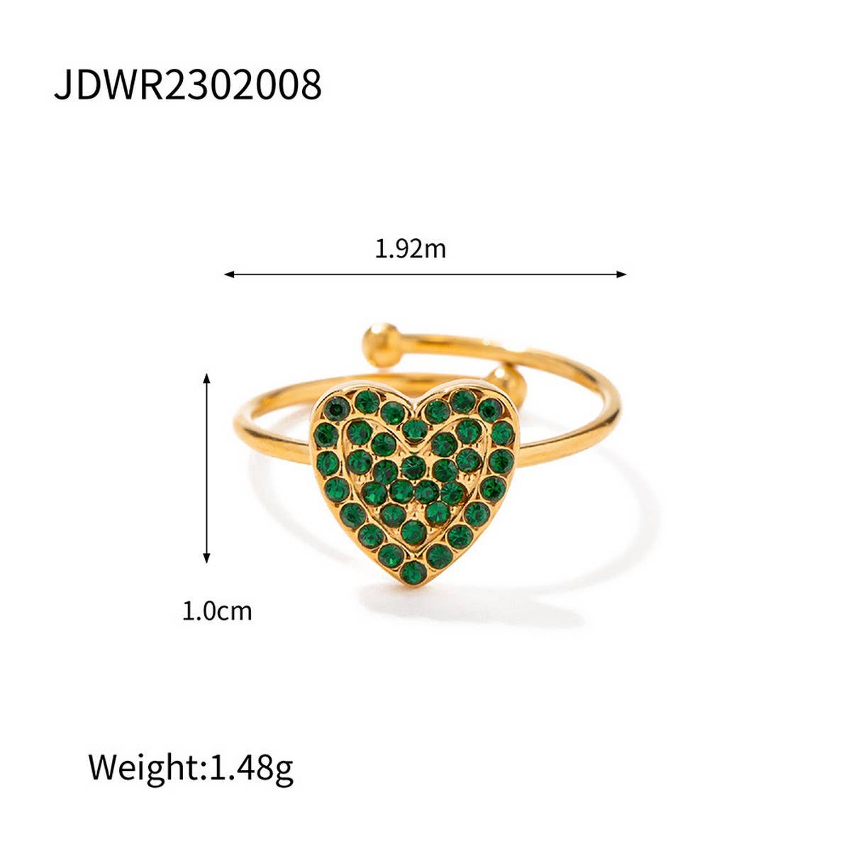 FASHION STEEL GREEN DIAMOND RING STUD EARRINGS_CWAJE1370