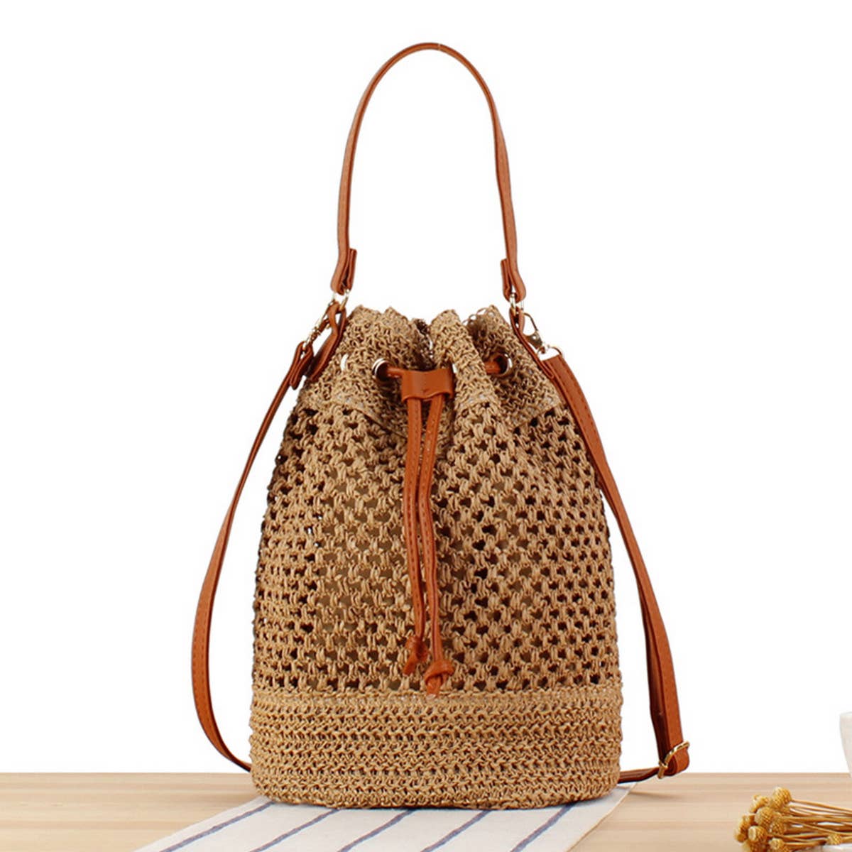 FASHION CROSSBODY BUCKET WOVEN BAG_CWAB2106