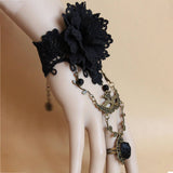 HALLOWEEN FLOWER CRYSTAL LACE BRACELET WITH RING_CWMM0162