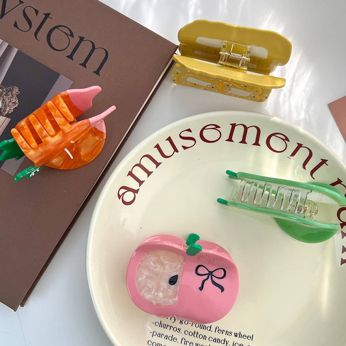 SWEET FRUIT CLAW CLIP CARROT APPLE PEAR HAIRPIN_CWAHA5909