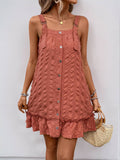 Solid Color Texture Pleated Ruffled Short Dress