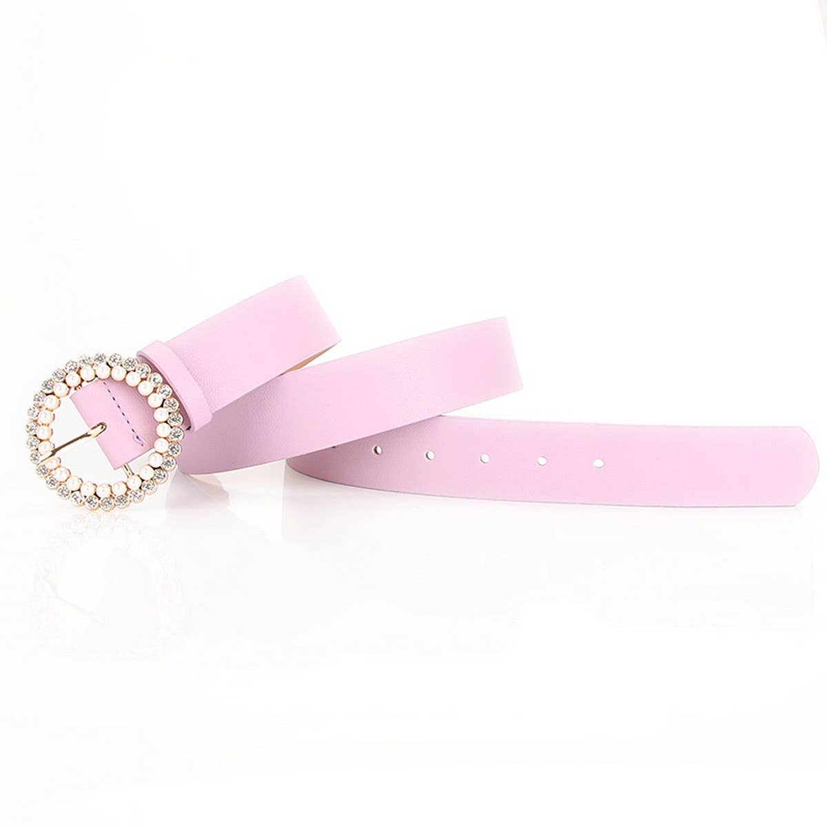 CLASSIC VINTAGE ROUND RHINESTONE PEARL BUCKLE BELT_CWABE0400