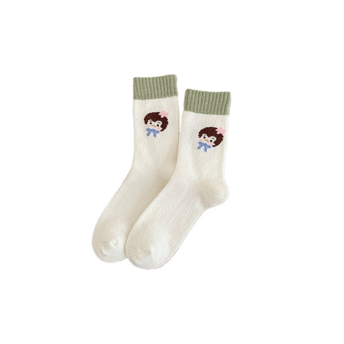 Milk Fleece Cartoon Embroidered Crew Socks_Cwms03220