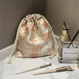 Drawstring Floral Makeup Bag Travel Storage Pouch_Cuab00720