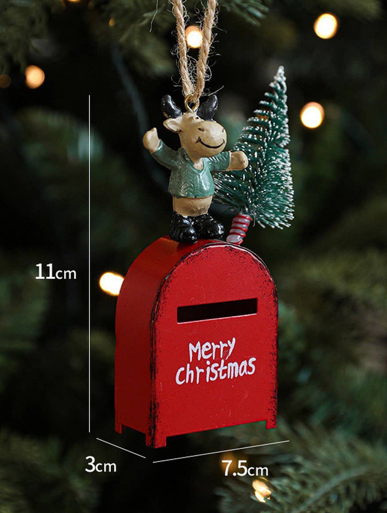 IRON PAINTED MAILBOX VINTAGE CHRISTMAS HANGING_CWMM9780
