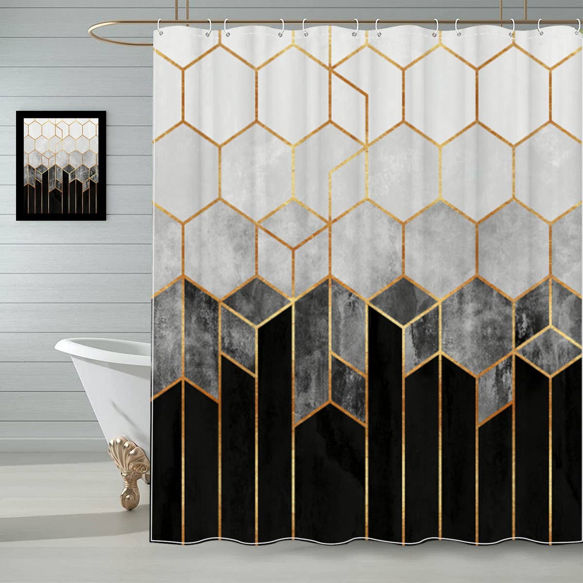 SIMPLE GEOMETRIC WATERPROOF SHOWER CURTAIN_CWMM1796