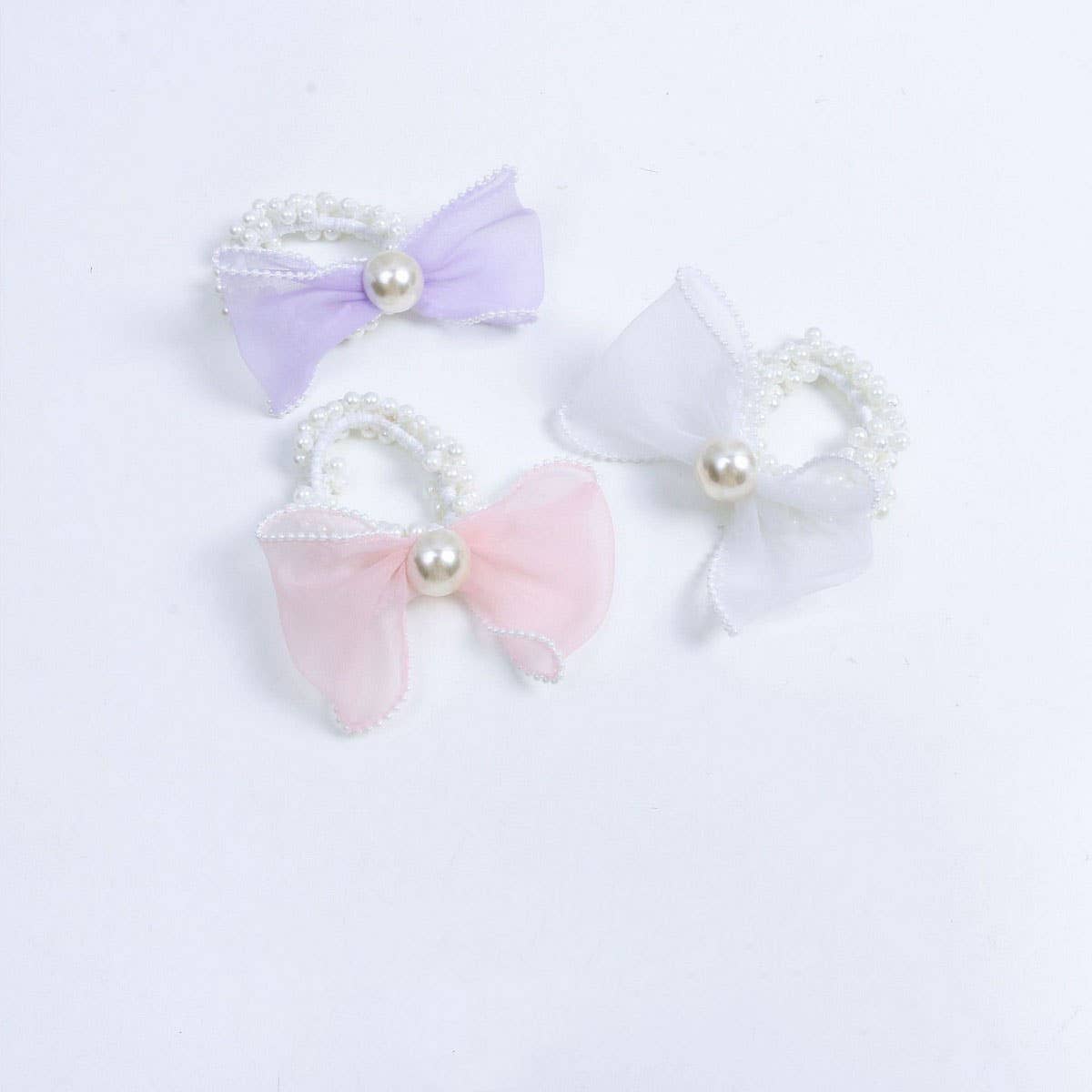 ELEGANT ORGANZA BOW PEARL HAIR TIE FOR WOMEN_CWAHA6885