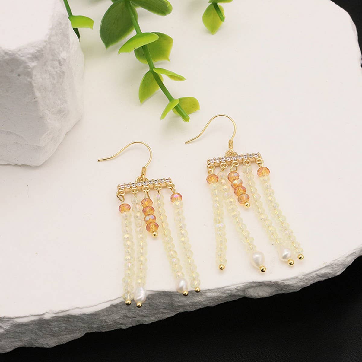 RETRO HIGH END NATURAL PEARL TASSEL EARRINGS_CWAJE3808