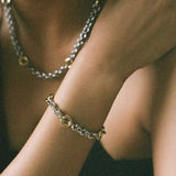 LUXURY 18K GOLD WIDE TWO TONE CHAIN BRACELET_CWAJE4836