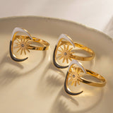 18K GOLD PLATE DRIPPING MOON STAR RINGS_CWAJE0626