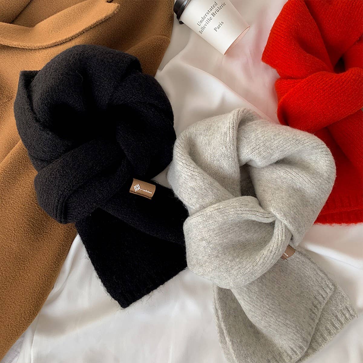 CUTE KNIT SCARF UNISEX SOLID COLOR NECK WARMER_CWASC1509