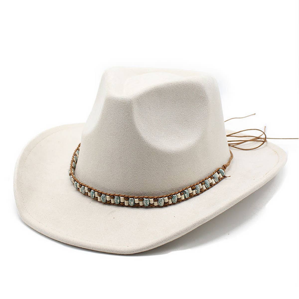 FELT SUEDE LIKE BEADED COWBOY FEDORA UNISEX HAT_CWAH0822