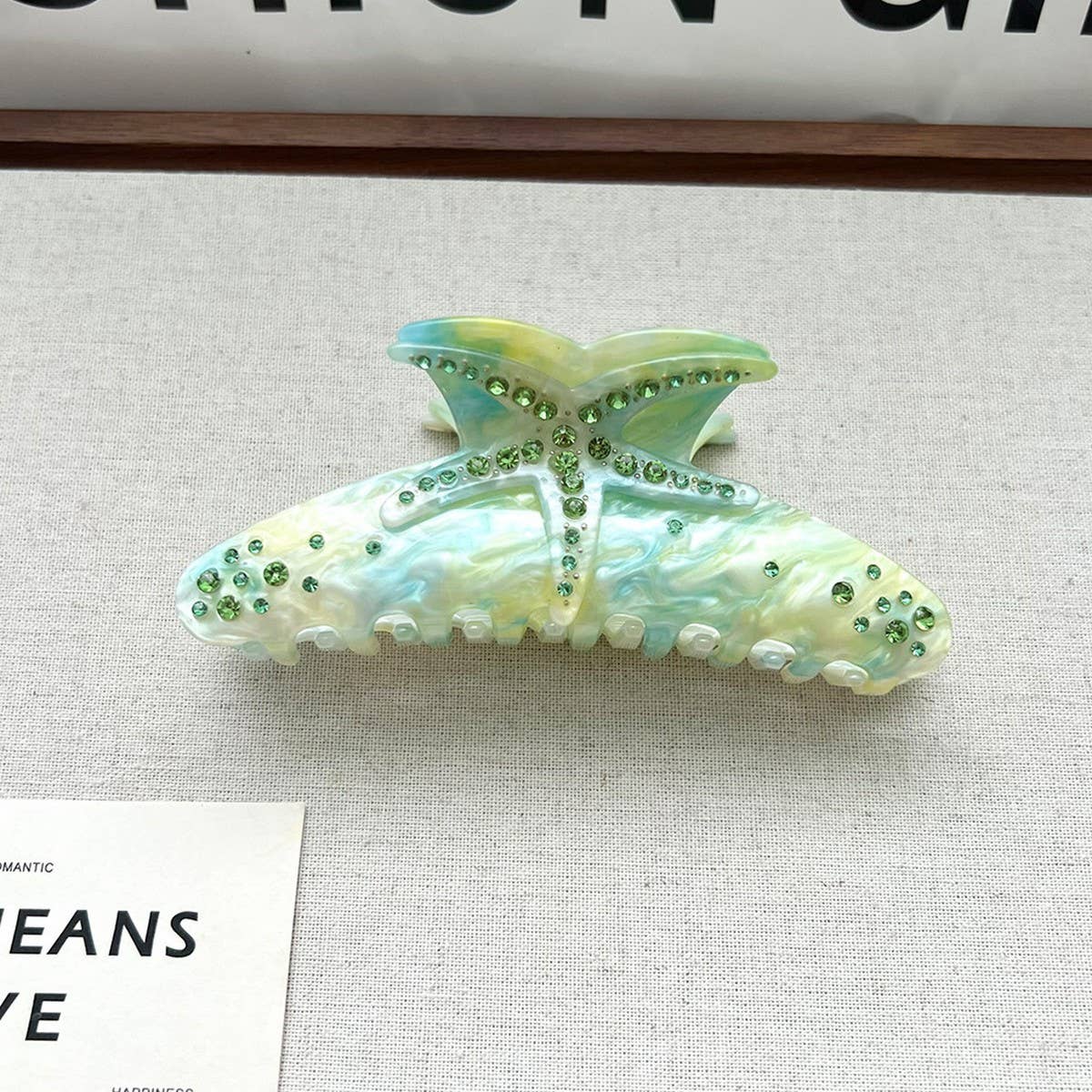 RHINESTONE STARFISH HAIR CLAW SWEET ACETATE CLIP_CWAHA6018