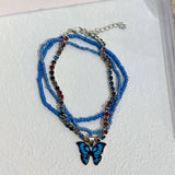 BOHO BUTTERFLY FLOWER ANKLET SET HANDMADE_CWMM6358