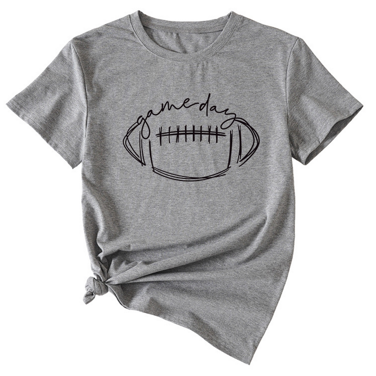 Wome Casual Tee With Fun Football Print_Cwdsd8368