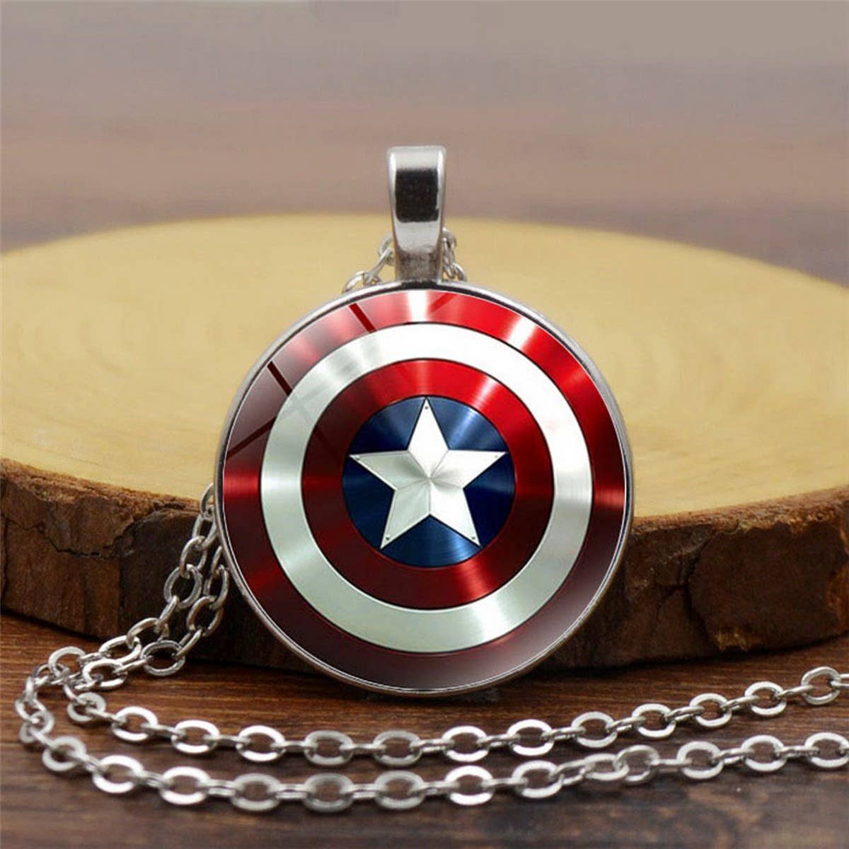 CAPTAIN AMERICA SHIELD TIME GEM NECKLACE_CWAJE0700