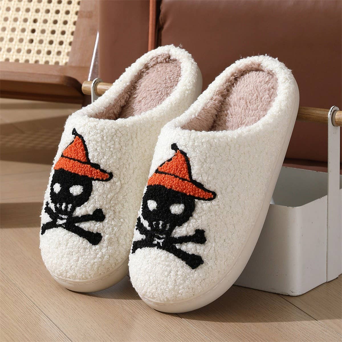 HALLOWEEN CARTOON SKULL PATTERN COTTON SLIPPERS_CWSHS0850