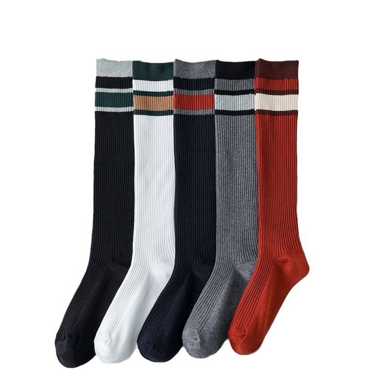 2024 NEW COLOR CONTRAST STRIPED MID CALF SOCKS_CWMS0649