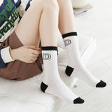 AUTUMN BLACK AND WHITE STRIPED SOCKS FOR WOMEN_CWMS1001