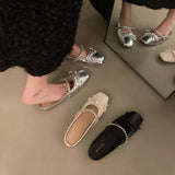 SILVER BOW MULES FOR WOMEN FLAT CLOSED TOE_CWSHF0078