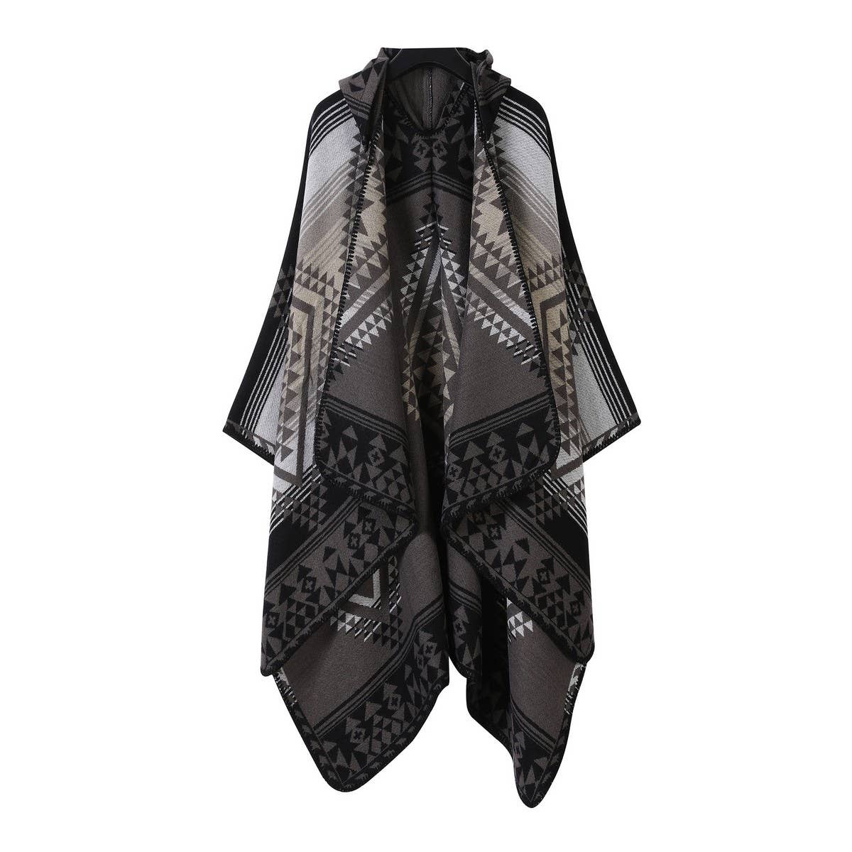 Vintage Jacquard Warm Scarf Slit Hooded Cape_Cwasc2268
