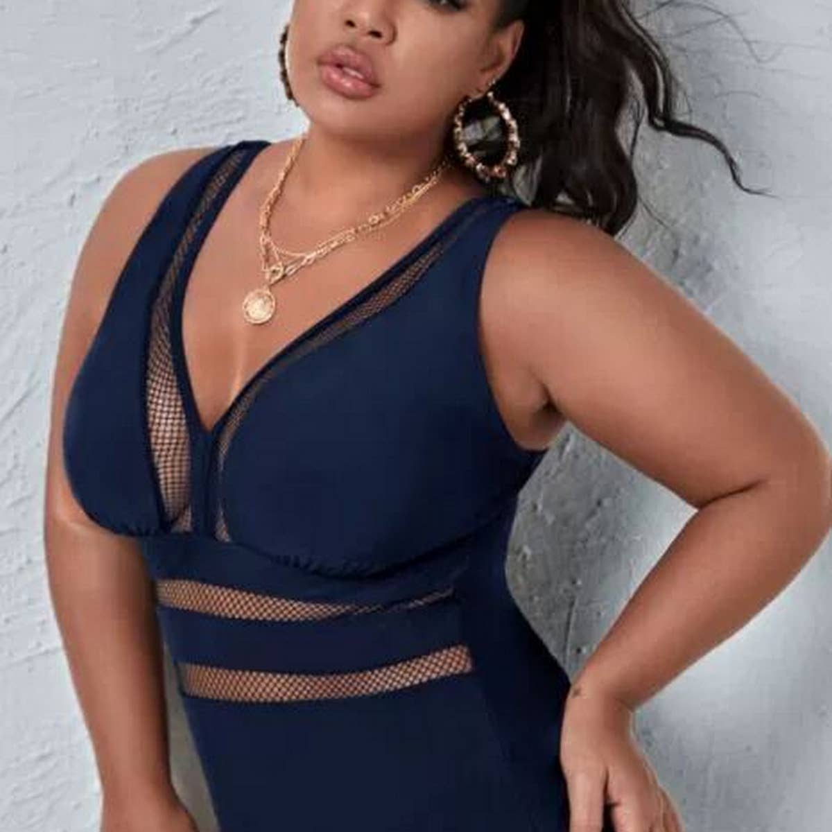 PLUS SIZE PRINTED PATCHWORK BIKINI SWIMSUIT_CWMW0205