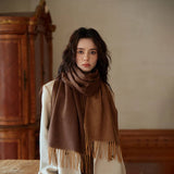 100% WOOL DOUBLE SIDED SCARF WARM UNISEX SHAWL_CWASC2306