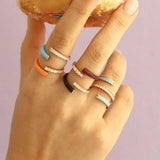 DOUBLE LAYER COLOR OIL DROP OPEN RING_CWAJE1737